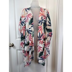 Kimono Tropical Vacation ONE SIZE Resortwear Beach Botanical Flowy Festival‎